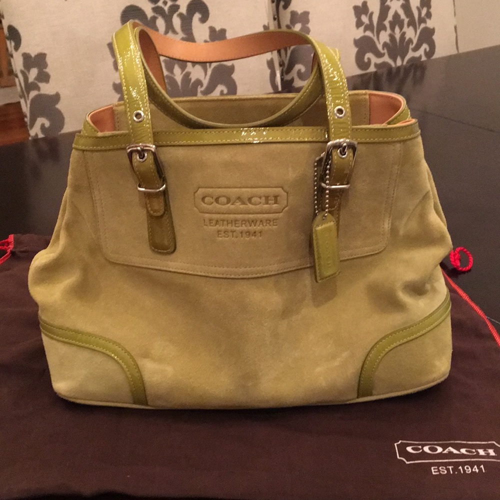 Coach Lime Green Suede Leather Bag 9607